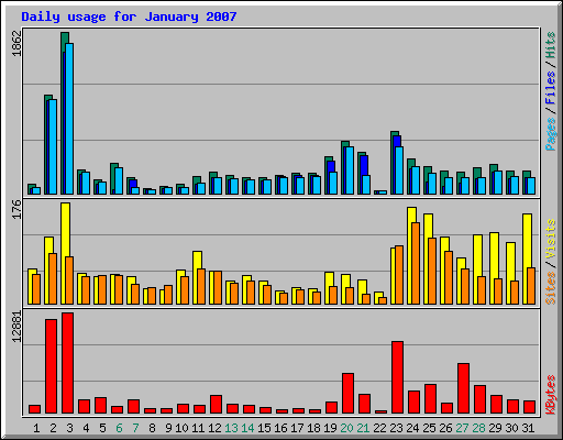 Daily usage for January 2007