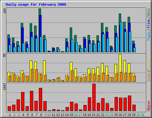 Daily usage for February 2008