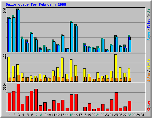 Daily usage for February 2009