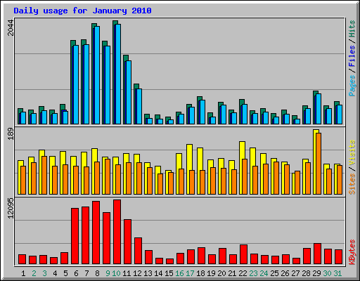 Daily usage for January 2010