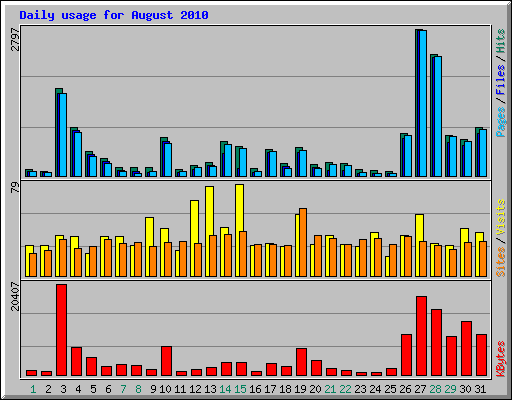 Daily usage for August 2010