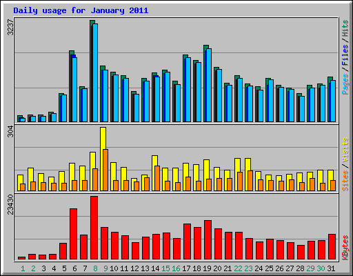 Daily usage for January 2011