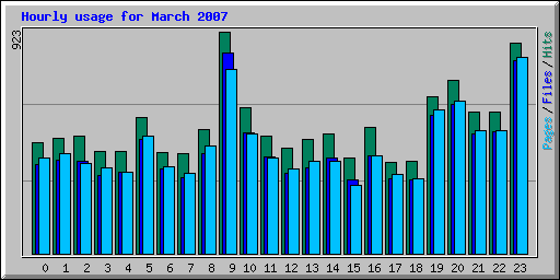 Hourly usage for March 2007