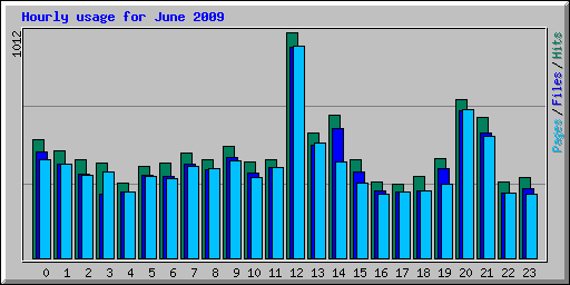 Hourly usage for June 2009