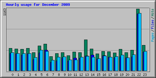 Hourly usage for December 2009